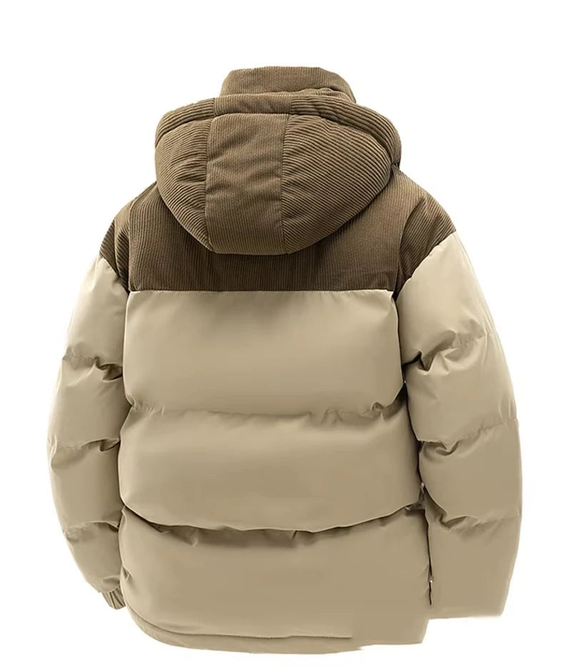 Men's Winter Jacket Hooded Casual Warm Cotton Jacket Thickened Fleece Lined Zipper Front Parka Winter Cold-Proof Coat 2026