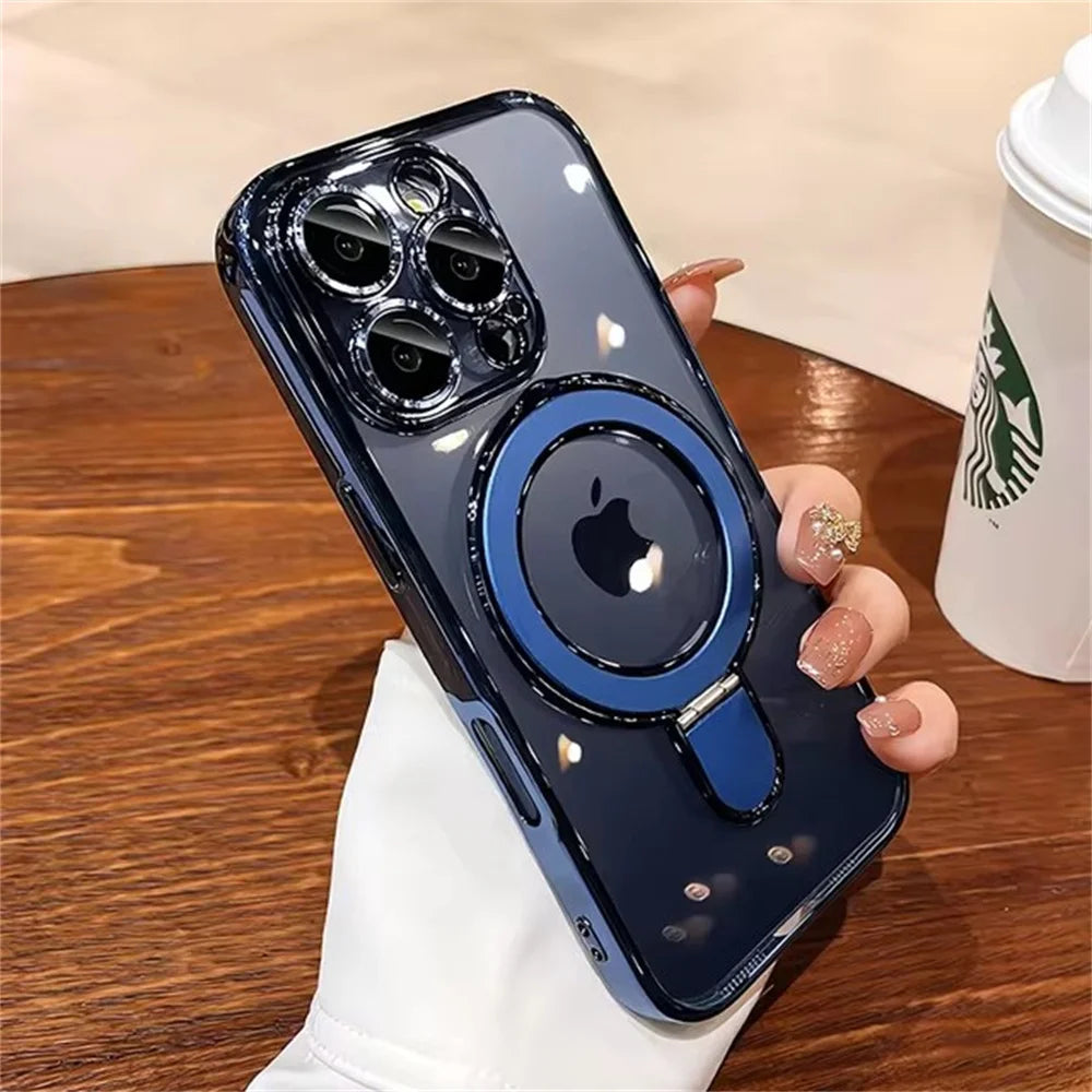 Clear Magnetic iPhone Case with Ring Stand