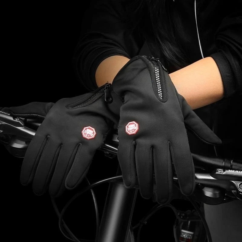 Men's Windproof Touchscreen Winter Gloves with Zip Cuff