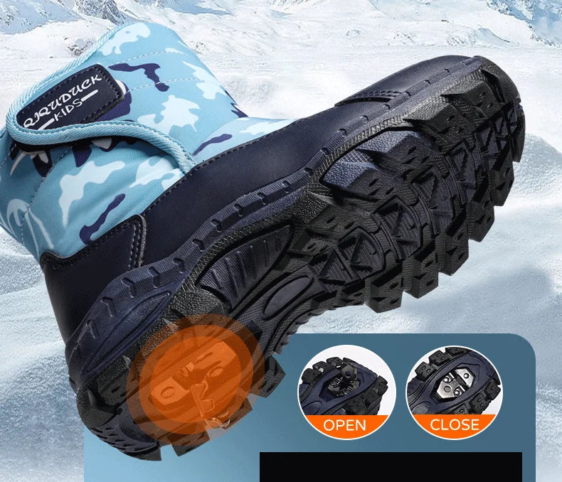 Children Snow Boots Winter Shoes Plush Waterproof Fabric Non-Slip Boys Girls Shoes Rubber Sole Fashion Warm Outdoor Boots New