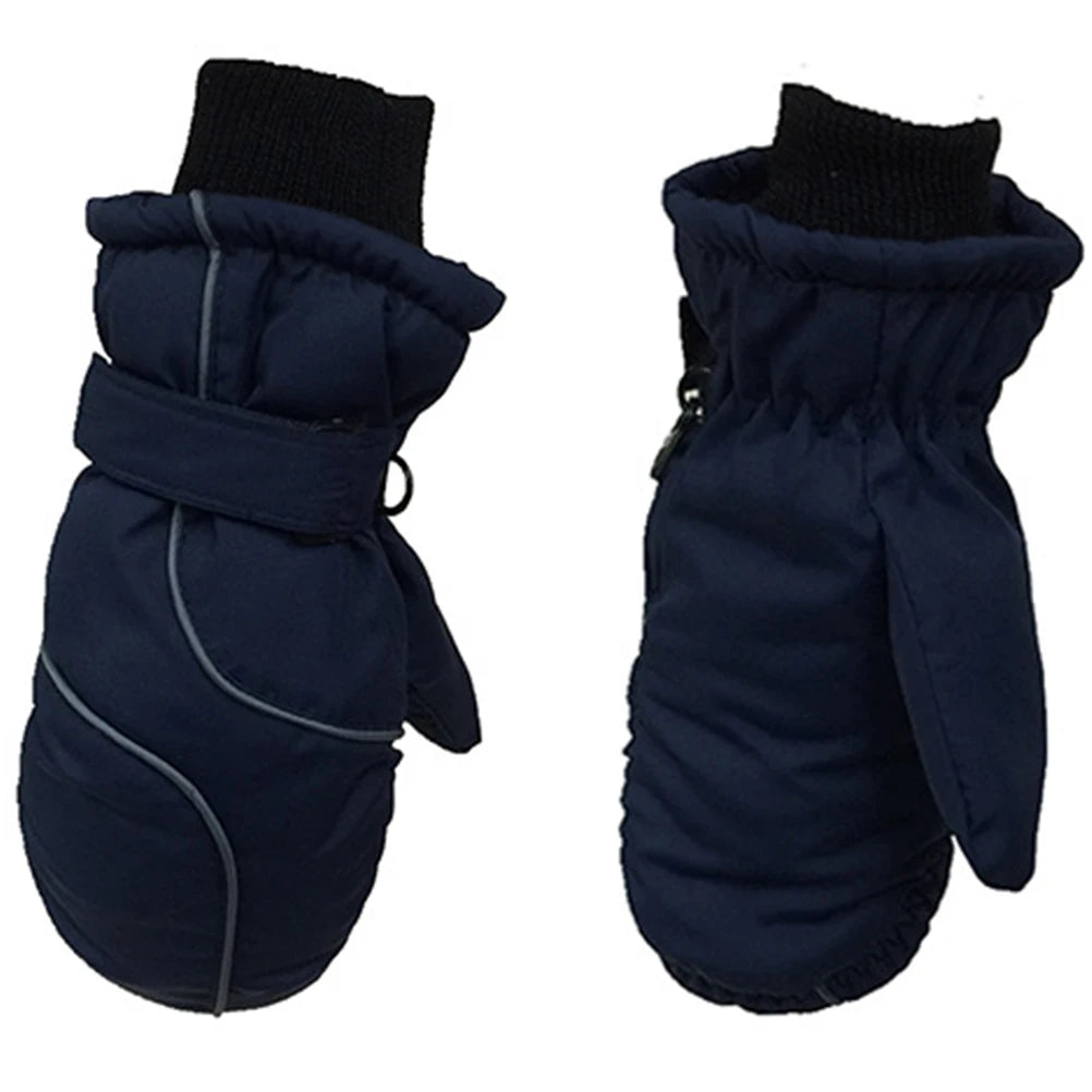 Kids' Long-Cuff Ski Mittens – Velvet-Lined Snow Mittens