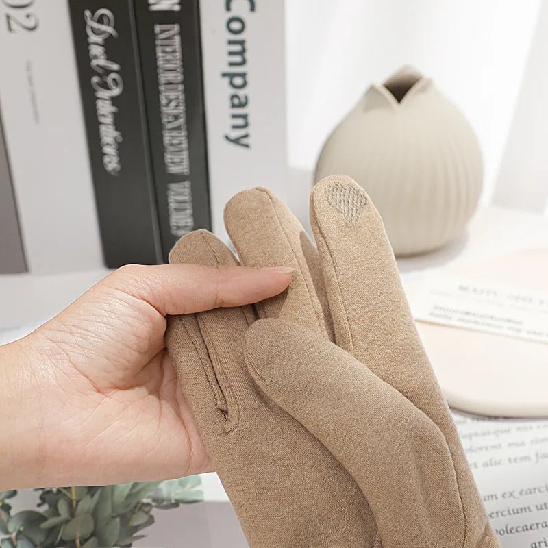 Women's Thick Plush Suede-Feel Touchscreen Gloves
