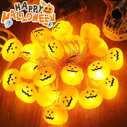 Jack-O'-Lantern-Kürbis-LED-Lichterkette – Batteriebetriebene Halloween-Dekoration