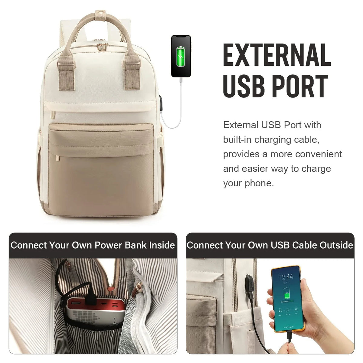 14"-15" Laptop Backpack with USB Charging Port - Tear-Resistant Business Daypack