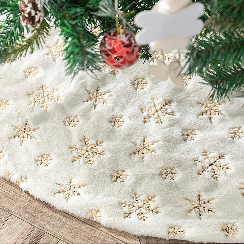 White Faux Fur Christmas Tree Skirt – Plush, 78 / 90 / 122 cm