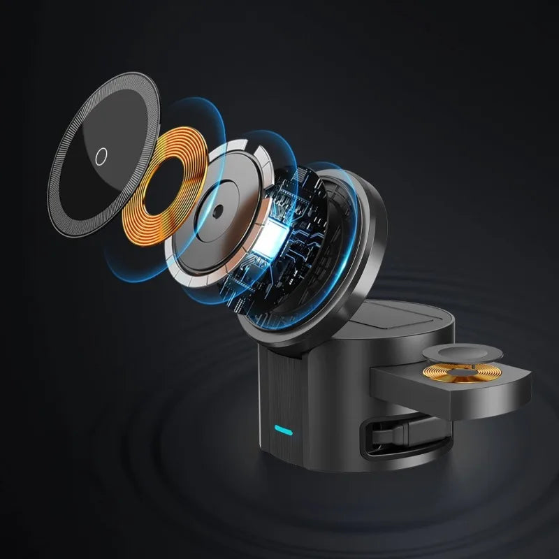 Foldable 3-in-1 Travel Wireless Charger for Phone, Watch & AirPods