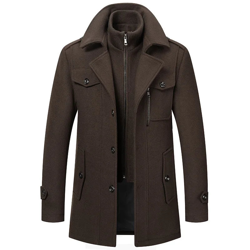 Men's Casual Business Woolen Overcoat Double-Collar Cold-Resistant Jacket Fashionable Autumn Winter 2025