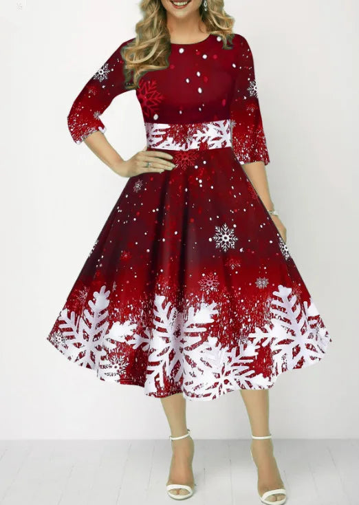 Women's Printed Half-Sleeve A-Line Mini Dress
