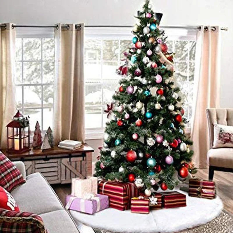 White Faux Fur Christmas Tree Skirt – Plush, 78 / 90 / 122 cm