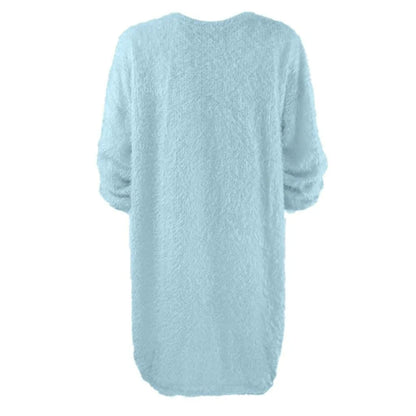 Knie-langes Damen-Strickkleid mit Rundhalsausschnitt