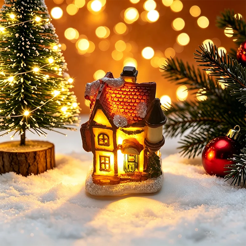 Light-Up Christmas Village House – Battery LED Resin Ornament