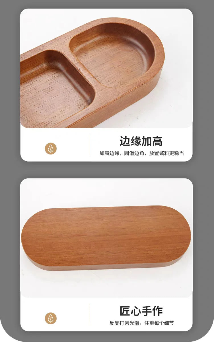 Solid Wood Divided Condiment & Snack Tray