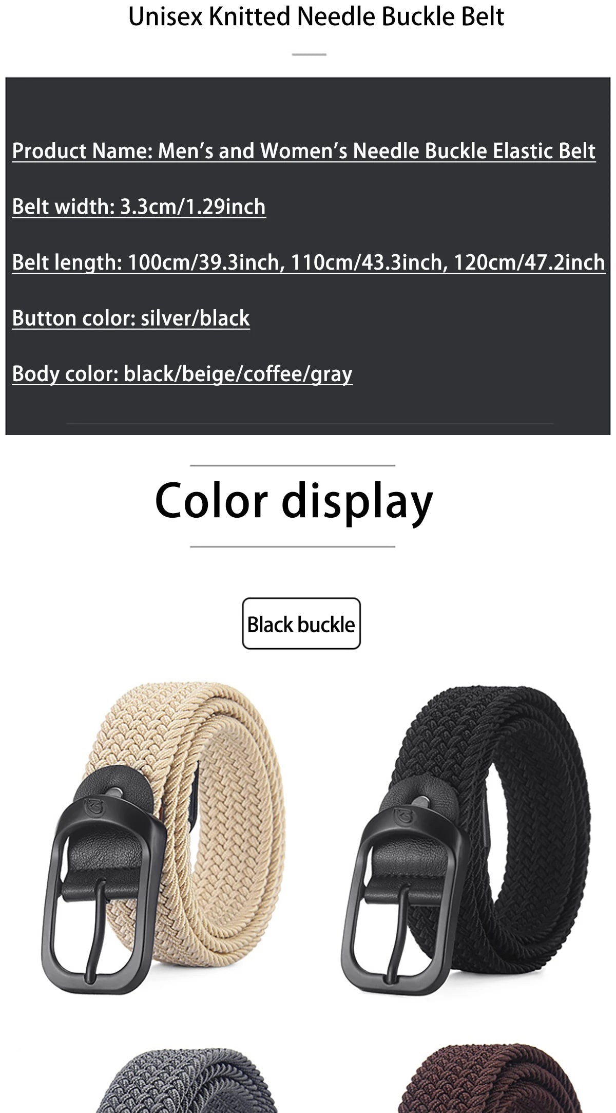 Woven Stretch Belt – Braided Elastic Belt for Men & Women