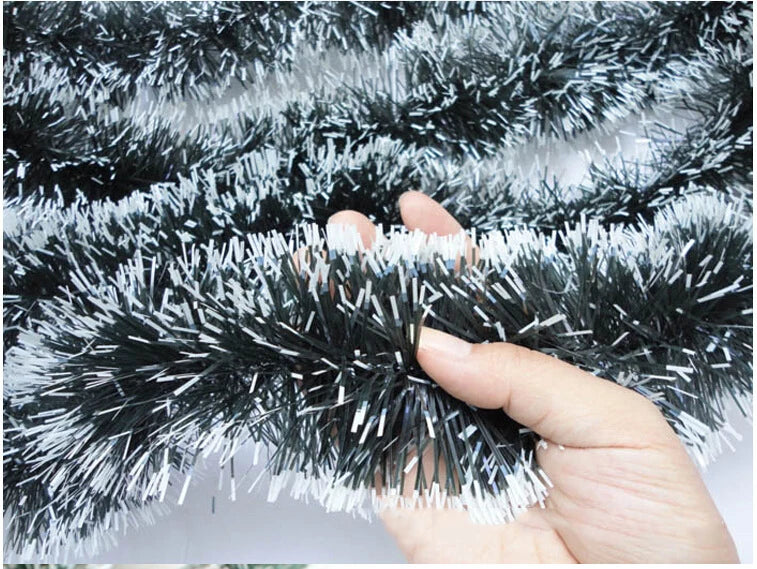 2M LED Light Christmas Tinsel Garland Shiny Metallic Twist Hanging Ornament Artificial Xmas Garland Fireplace Mantel Home Party