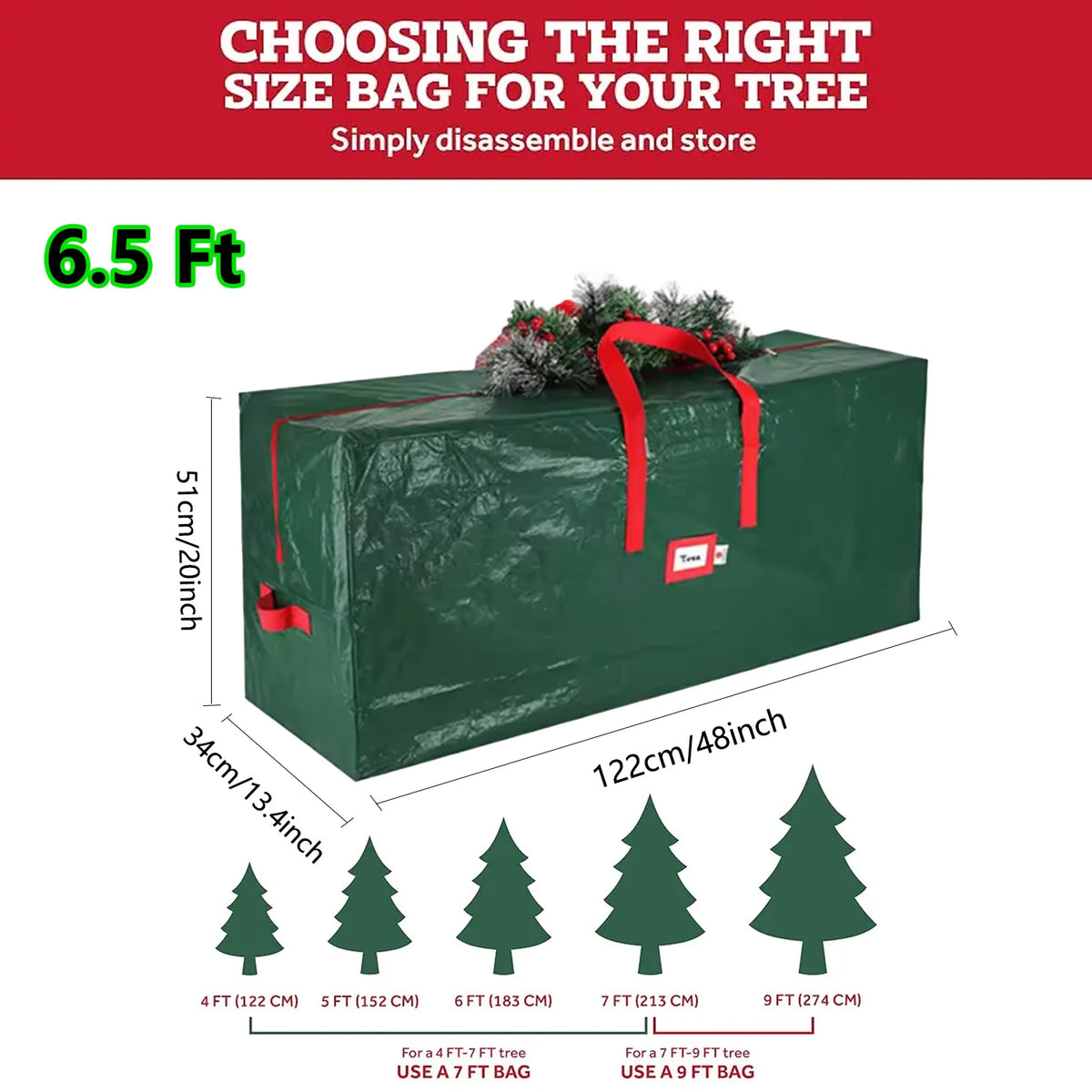 Christmas Tree Storage Bag – Fits Up to 9 ft Artificial Trees, with Handles
