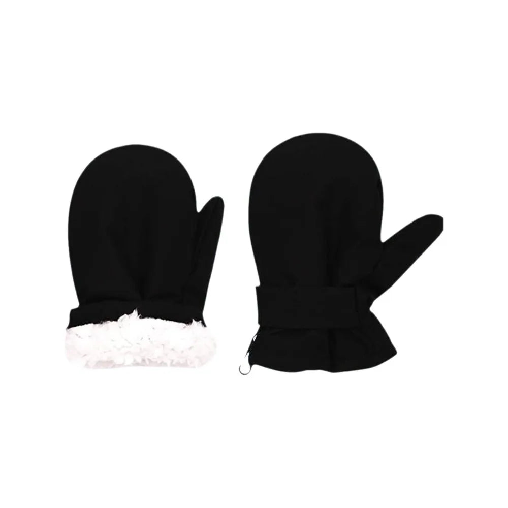 Kids' Fleece-Lined Snow Mittens with Anti-Lost Clip – Solid Colours