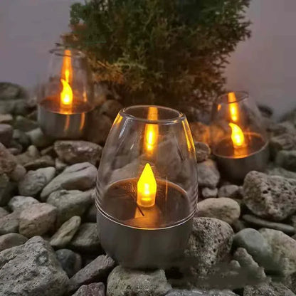 Lámpara de vela LED sin llama alimentada por energía solar | Resistente al agua IP65 | 6–8 horas de autonomía | Decoración de jardín y exteriores