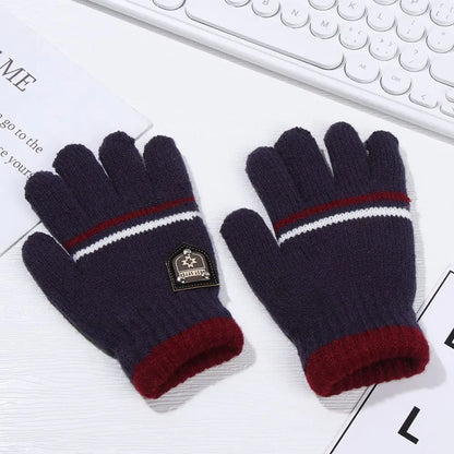 Guantes de punto de invierno para niños – Guantes gruesos de cinco dedos (5–10 años)