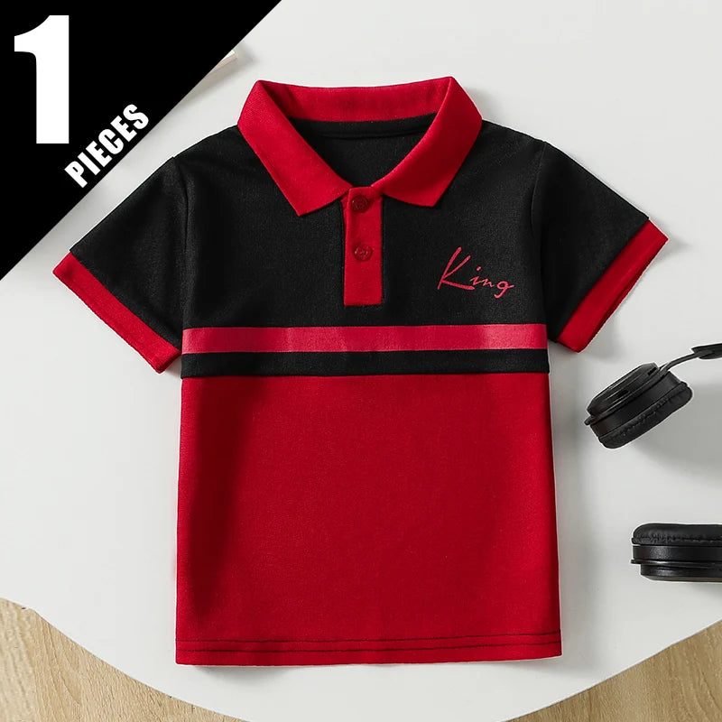 Boys' Striped Polo Shirt Multipack - Short Sleeve Casual Tops, 1, 2 or 3 Pieces