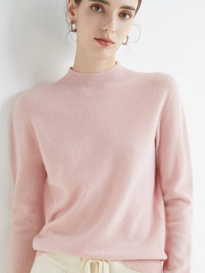 Women's Mock Neck Knit Sweater – Soft Basic Pullover