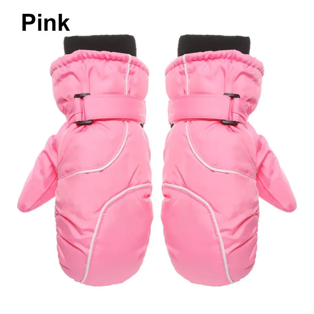 Kids' Adjustable Ski Gloves – Velvet-Lined Snow Gloves (Ages 5–9)