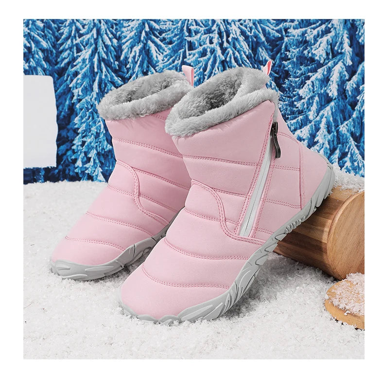 2026 Kids Wide Toe Barefoot Snow Boots Boys Girls Winter Shoes Outdoor Waterproof Sneakers Girls Boys Non-Slip Warm Snow Boots