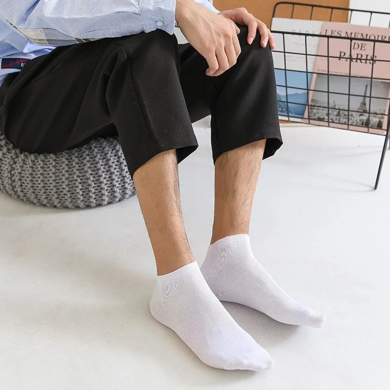 Men's Thin Low-Cut Socks – 10 Pairs, Breathable Everyday Ankle Socks