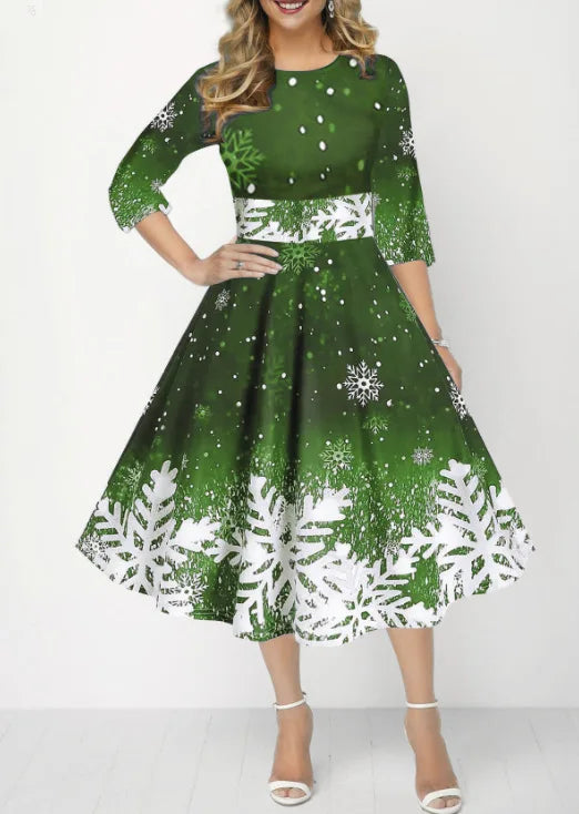 Women's Printed Half-Sleeve A-Line Mini Dress