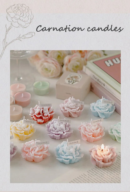 Candela artigianale in cera di soia a forma di garofano | 7 colori | Aromatica e profumata | Oggetto da foto per matrimoni, compleanni e feste