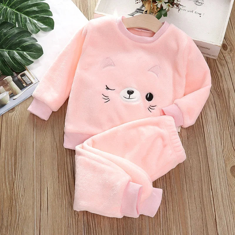Kids' Flannel Fleece Pajama Set – Warm Toddler Sleepwear, 9 Months–6T