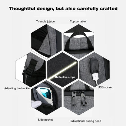 Mochila para portátil de 17" con puerto de carga USB - Bolsa de viaje impermeable para hombre y mujer