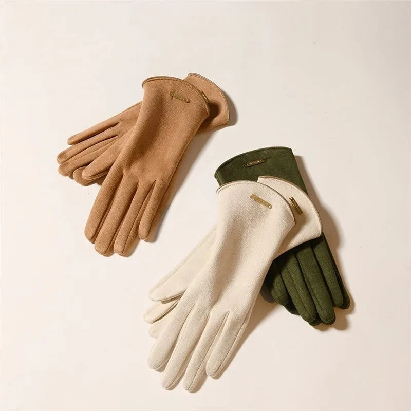 Women's Windproof Suede-Feel Touchscreen Gloves
