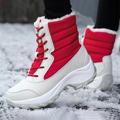 Botines de plataforma con cordones y forro de felpa para mujer
