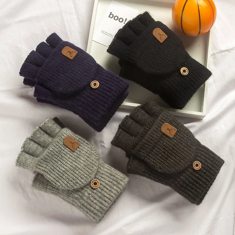 Knit Half-Finger Gloves – Unisex Winter Fingerless Gloves, 4 Colours