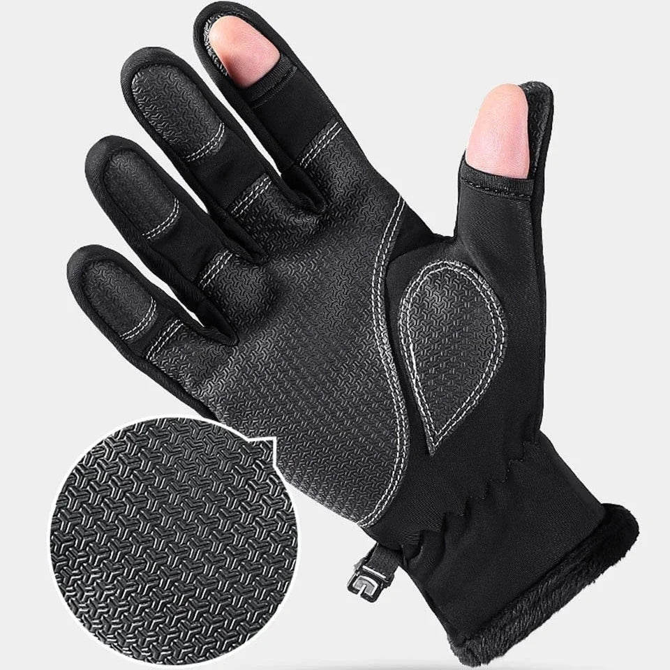Flip-Finger Fishing Gloves – Fleece-Lined Touchscreen Winter Gloves