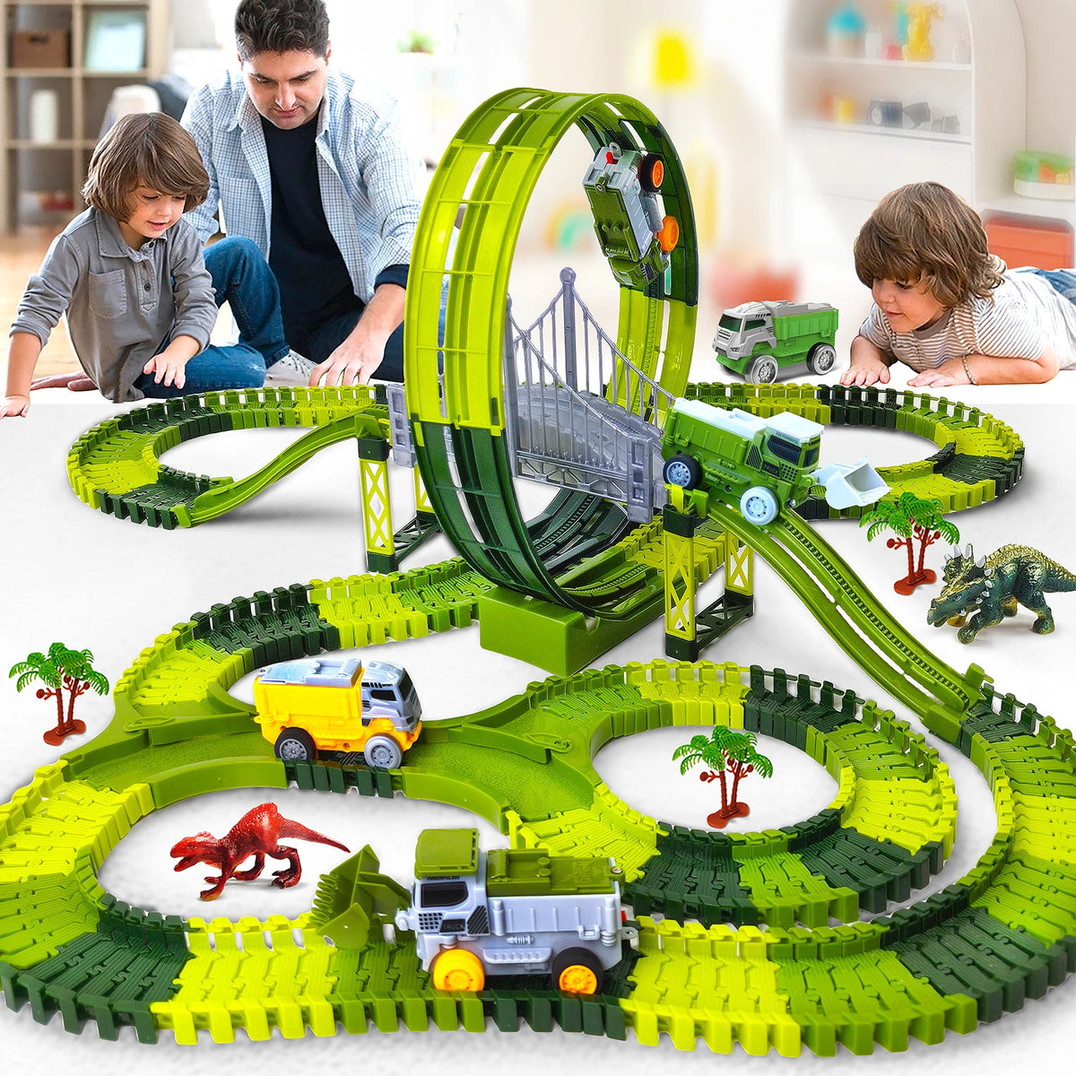 Dinosaur Magic Race Track Set – Flexible Climbing Track with Cars