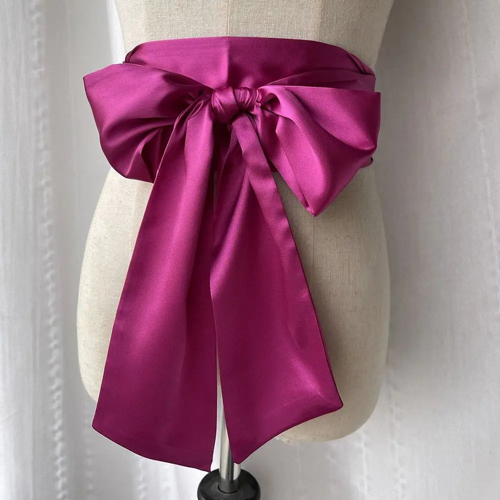 Satin Bow Waist Sash – Wide Ribbon Belt for Dresses, 20 Colours
