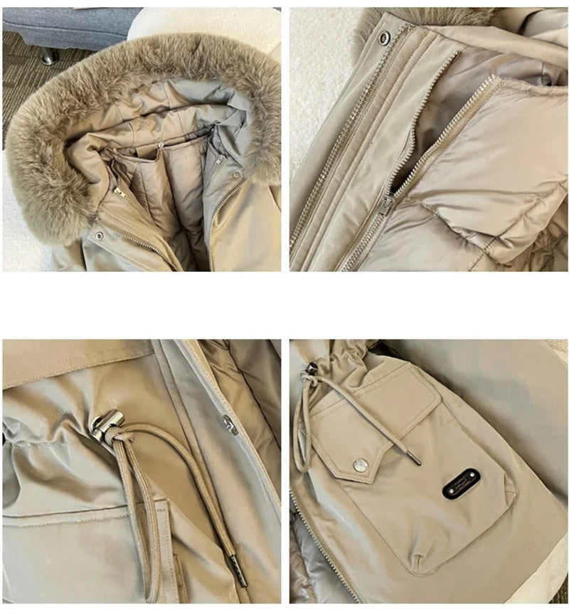 Streetwear Winter Short Parkas Women's Detachable Liner Cotton-padded Jackets Fur Collar Hooded Coats Lady Outerwear 3 Ways Wear