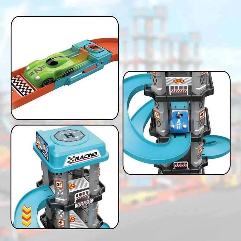Race Track Car Ramp Toy – Gliding Rail Racing Set for Toddlers