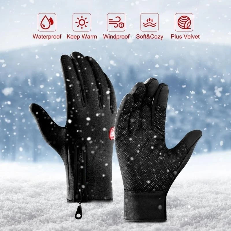 Men's Windproof Touchscreen Winter Gloves with Zip Cuff