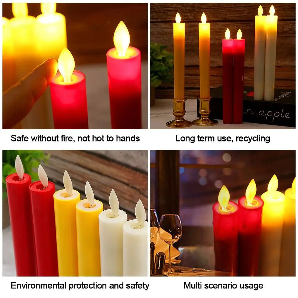 Creative LED Flameless Candles Lights Wedding Birthday Party Simulation Candles Lamp Long Electric Flickering Candlesticks