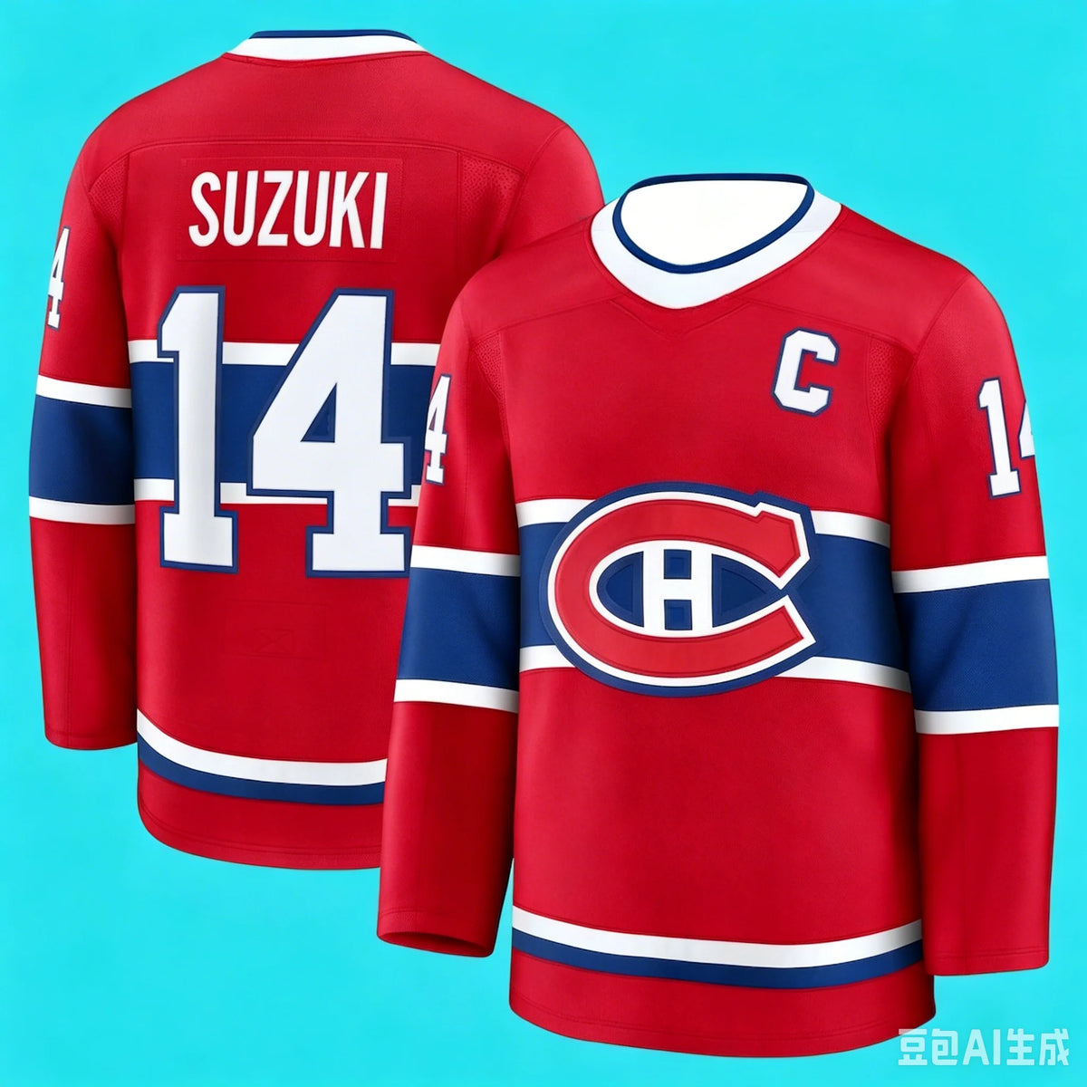 Montreal Canadiens Home Jersey | Caufield #13 & Suzuki #14 Stitched Team Uniform