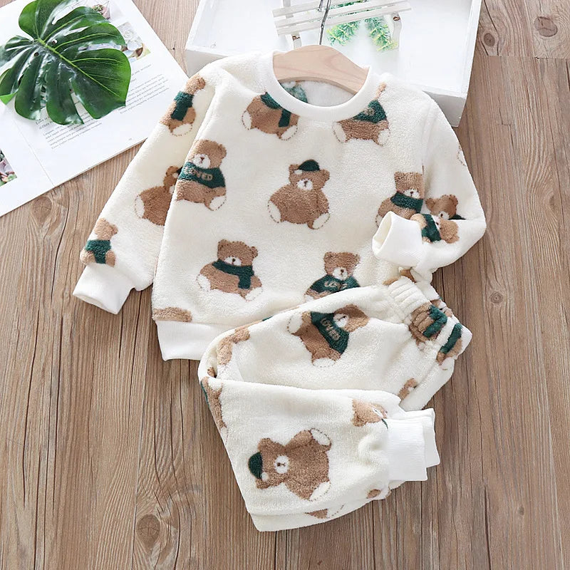 Kids' Flannel Fleece Pajama Set – Warm Toddler Sleepwear, 9 Months–6T