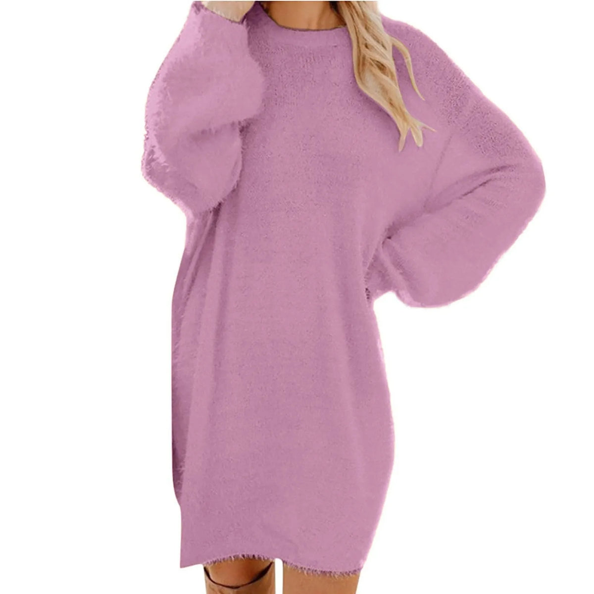 Women's Crewneck Knee-Length Sweater Dress
