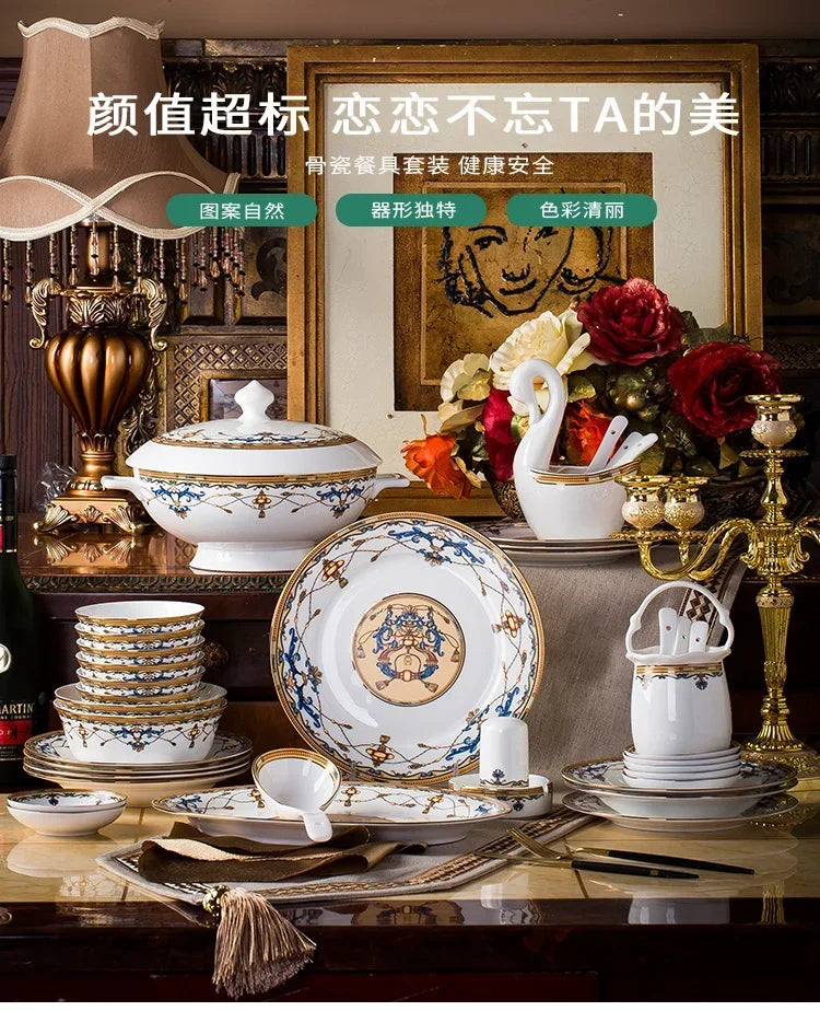 Floral Bone China Dinnerware Set, 56 or 60 Pieces