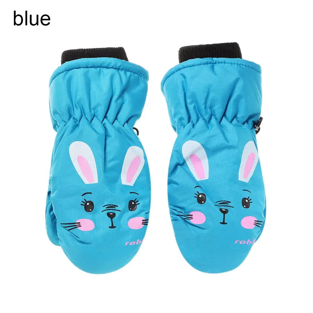 Kids' Bunny Snow Mittens – Velvet-Lined Toddler Ski Mittens