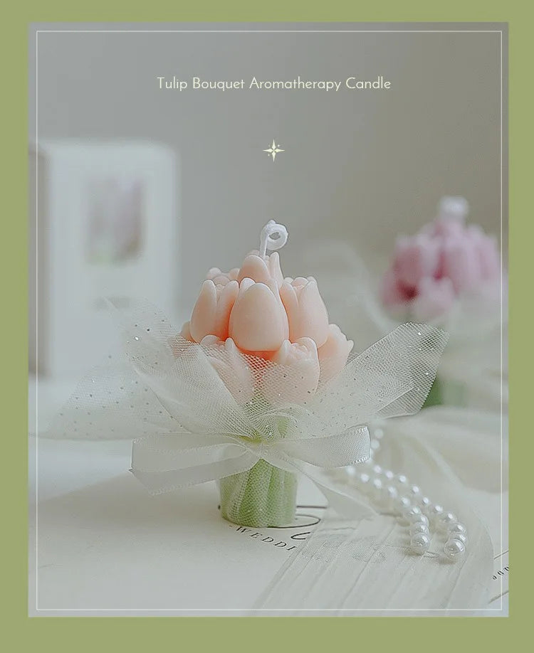 Handmade Tulip Bouquet Candle Scented Candle Aromatherapy Soy Wax Candle Wedding Birthday Candles Party Home Decoration