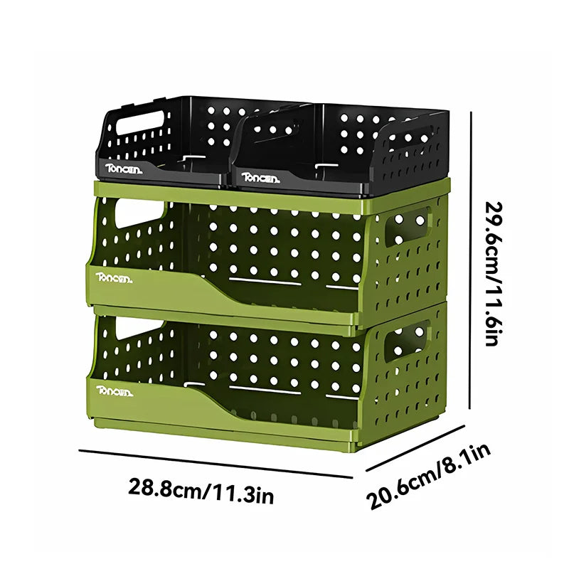 Stylish & Sturdy 3-Tier Desk Organizer with 2 Large + 2 Small Compartments – Stackable Office Storage Box