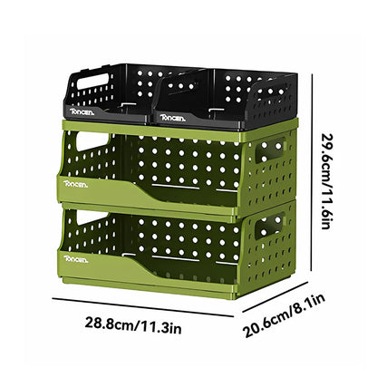 Stylish & Sturdy 3-Tier Desk Organizer with 2 Large + 2 Small Compartments – Stackable Office Storage Box