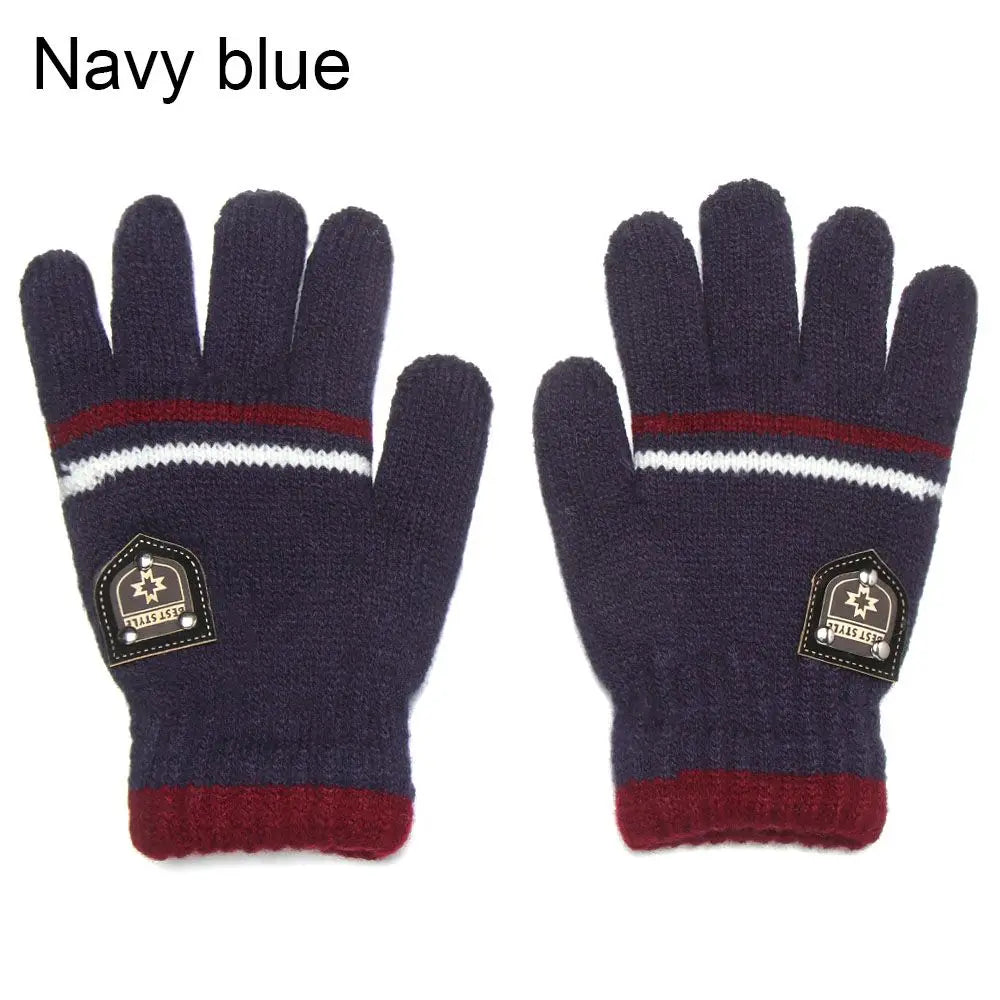 Kids' Knit Winter Gloves – Thick Full-Finger Gloves (Ages 5–10)